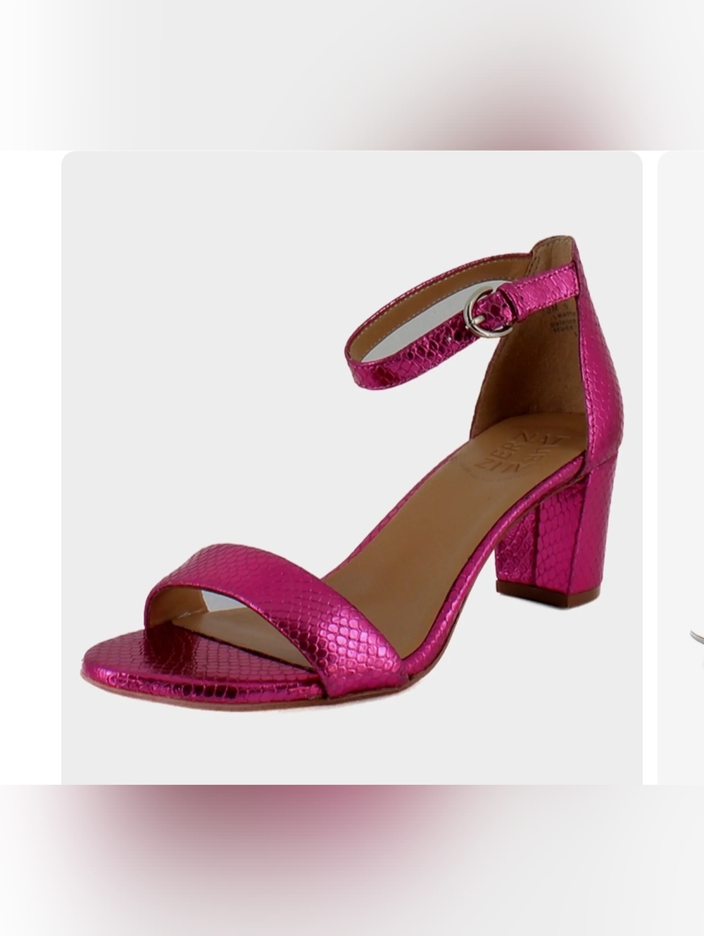 Naturalizer Metallic Fuchsia Block Heel Ankle-Strap Sandal